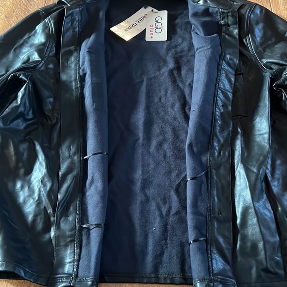 NWT Black Faux Leather Jacket GiGio Plus + XL - Picture 5 of 15
